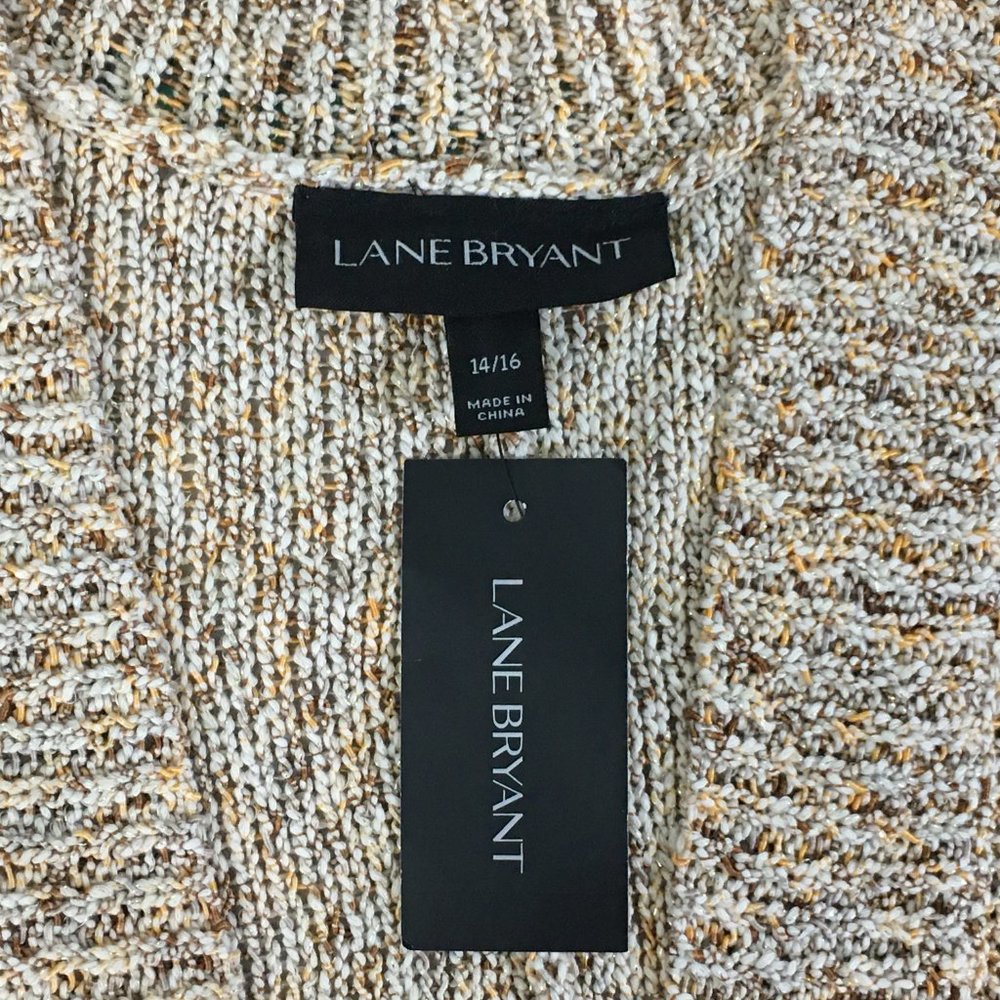 NWT Lane Bryant Metallic Cardigan Sweater 14 16 Open Front Gold Knit 1X Party - Picture 4 of 10
